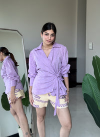 Lilac Bloom Wrap Shirt