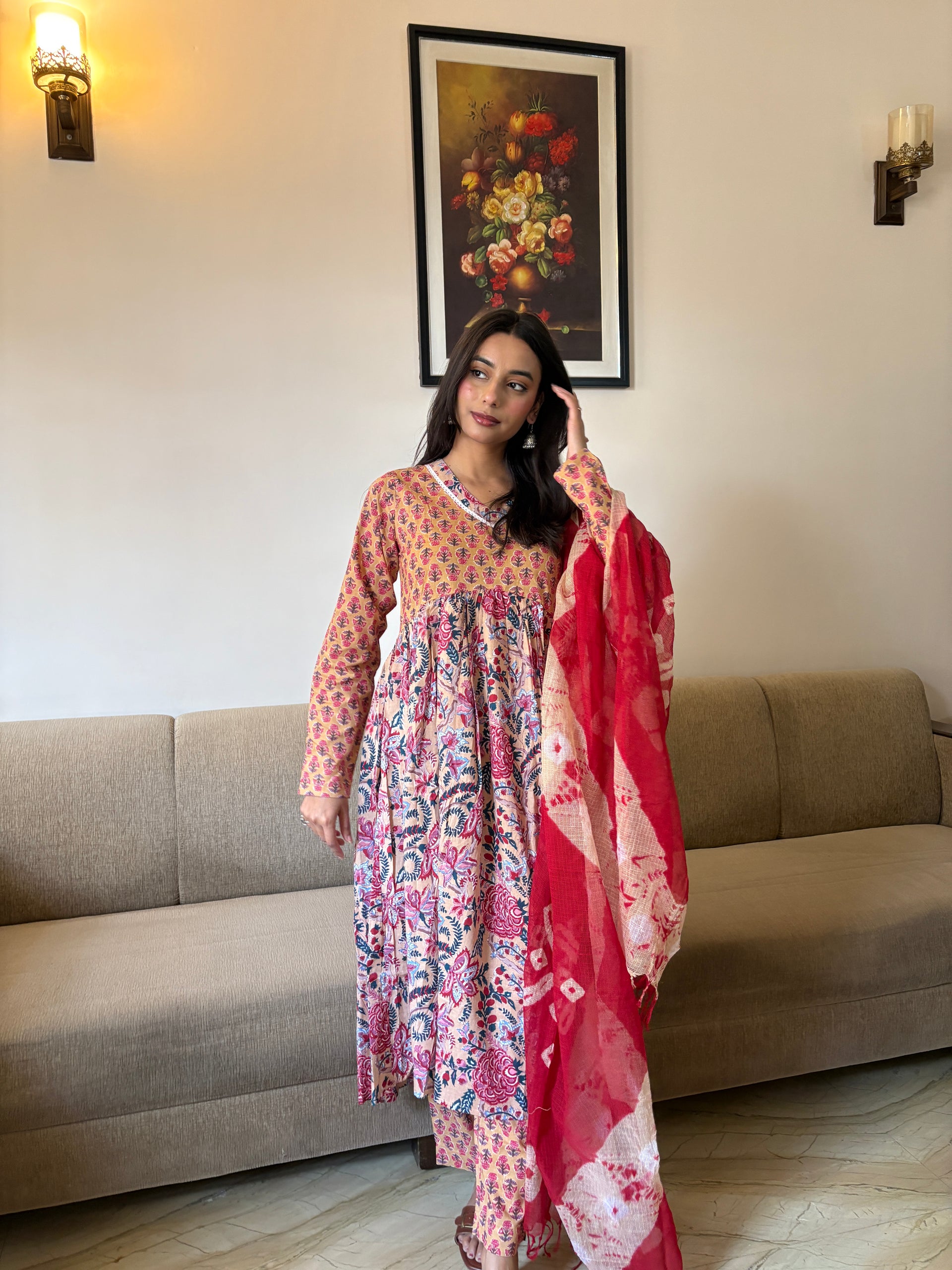 Rang Mahal Floral Anarkali Set