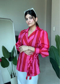 Crimson Pop Wrap Shirt