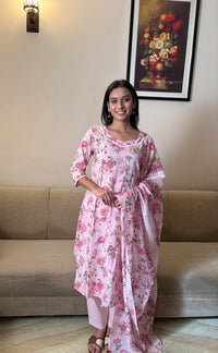 Ishani Pink Cotton Suit Set