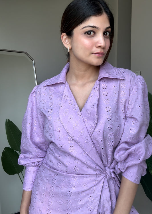 Lilac Bloom Wrap Shirt