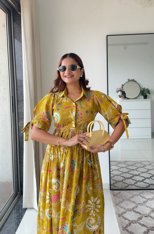Marigold Mustard floral dress