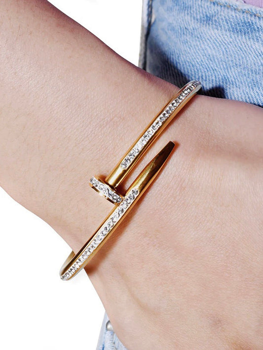 Rose Gold Plated Nail Bracelet Stainless Steel