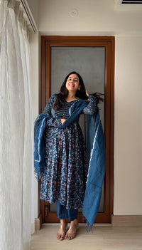 Midnight Blossom Anarkali Set