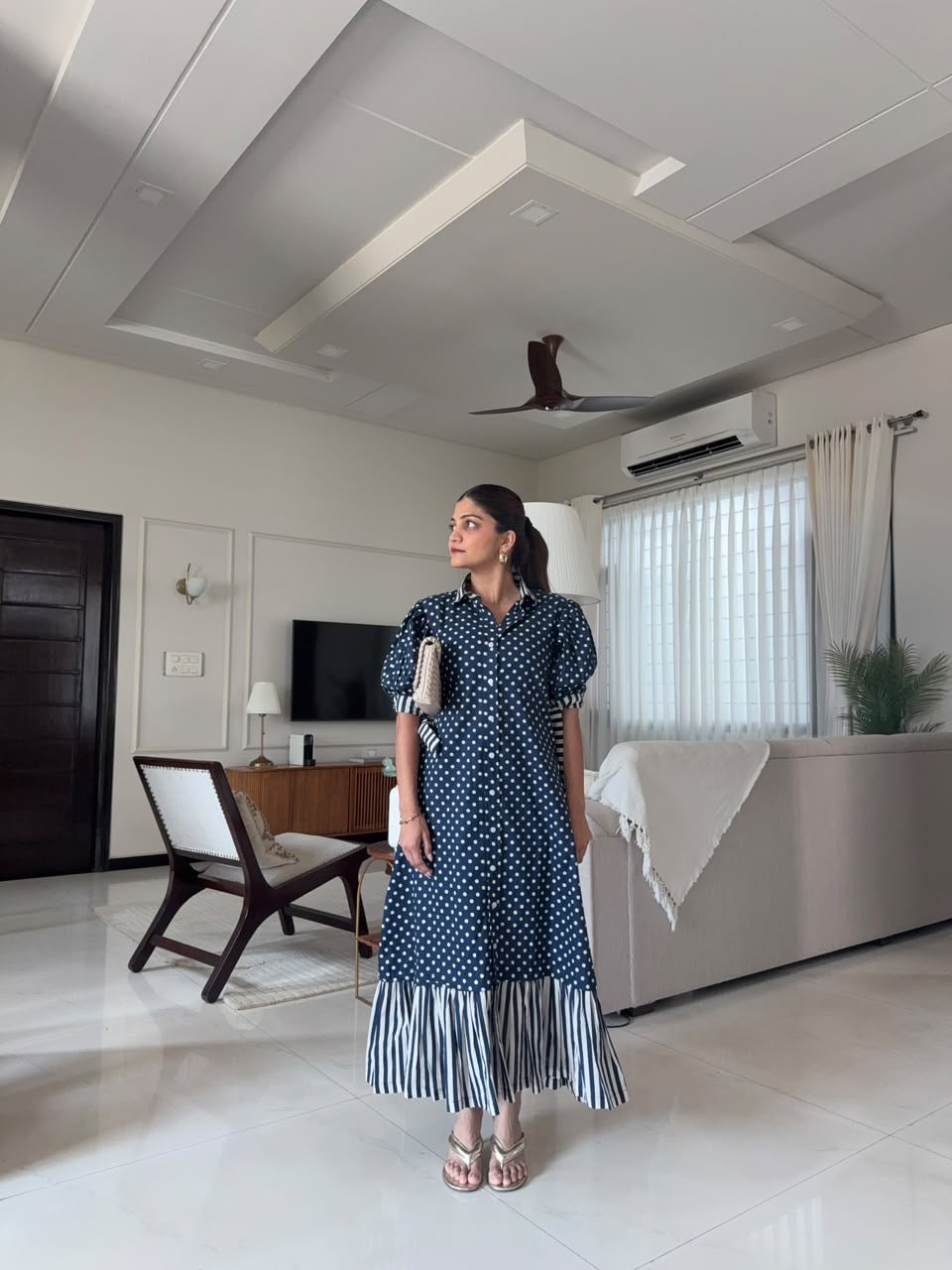 Navy Polka Dot Dress