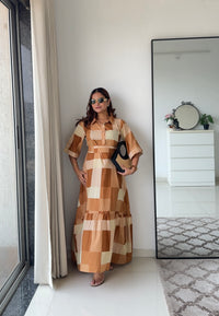Biscotti Beige checkered dress
