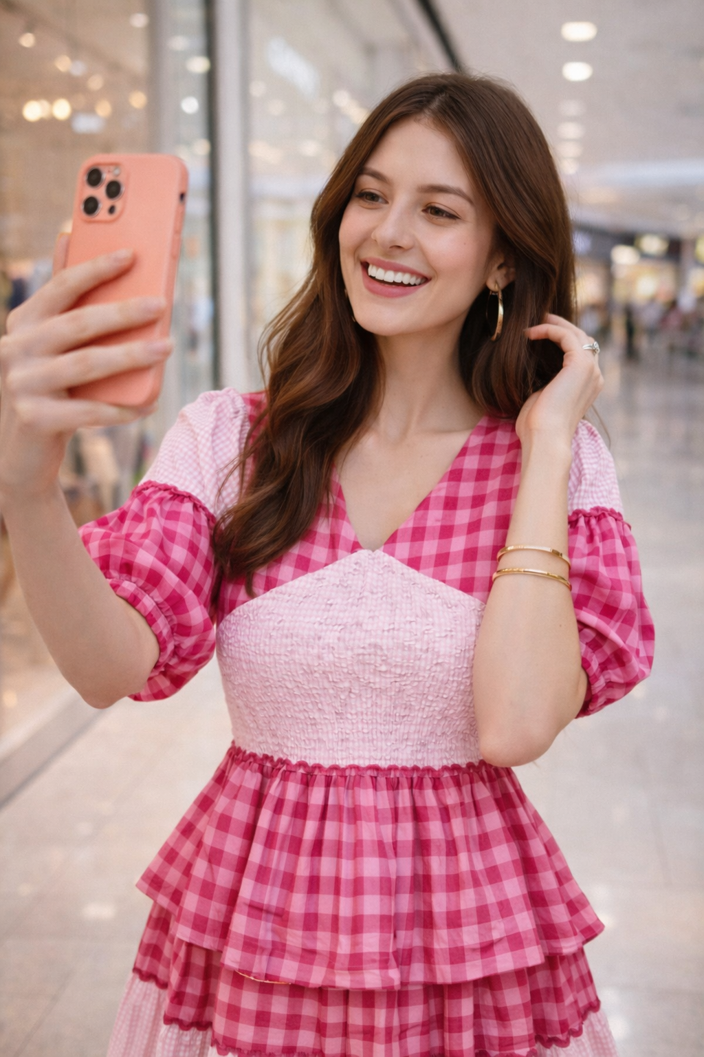 Pink Ghingham Coord Set