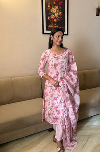 Ishani Pink Cotton Suit Set
