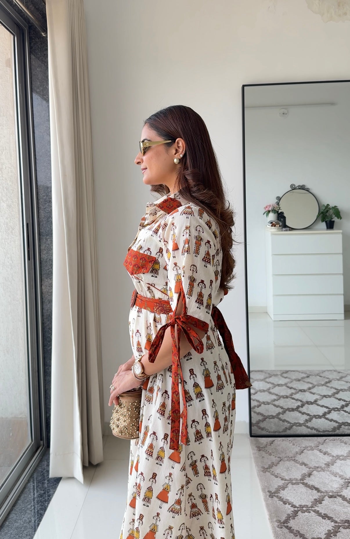 Folklore – Ivory folk-print dress