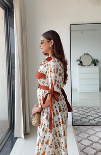 Folklore – Ivory folk-print dress