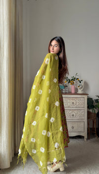 Suneera Olive Olive Green Cotton Anarkali Suit Set