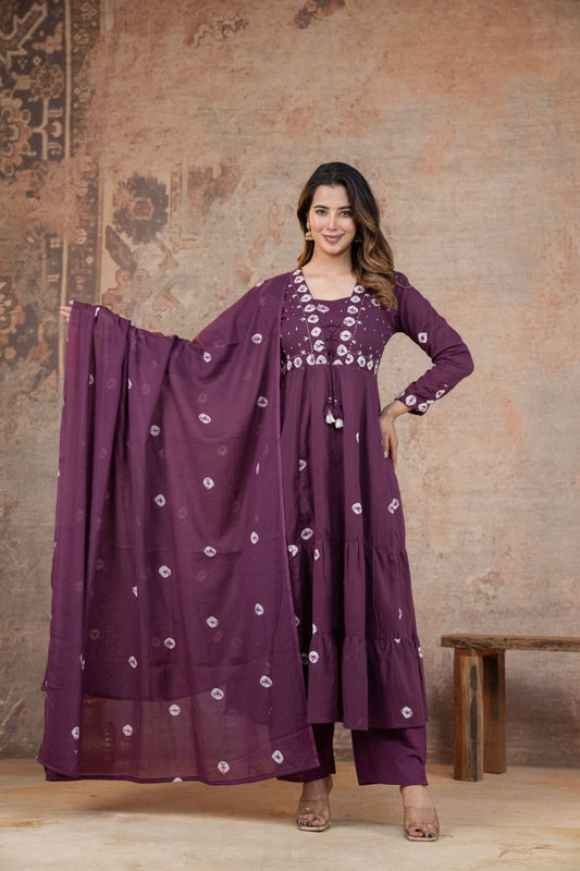 Anarkali Embroidery Cotton Set