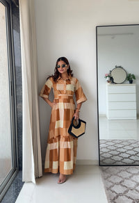 Biscotti Beige checkered dress