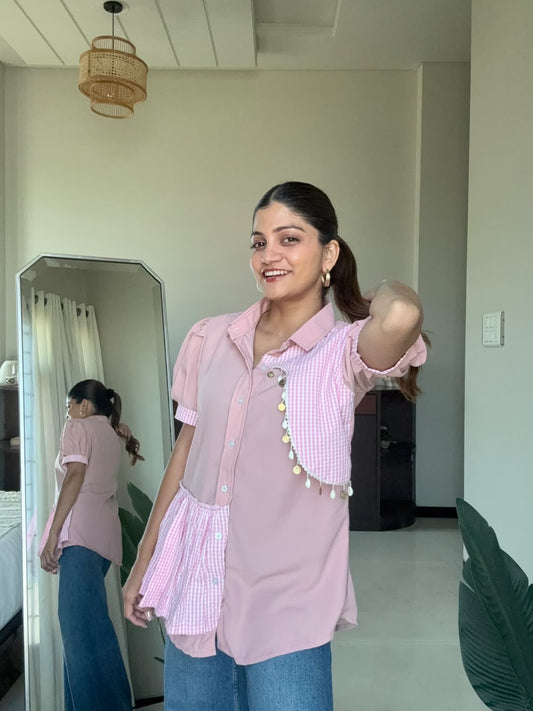 Pixie Pink Gingham Patchwork Shirt