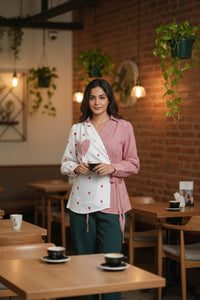 Rosette Wrap Shirt with white Patch