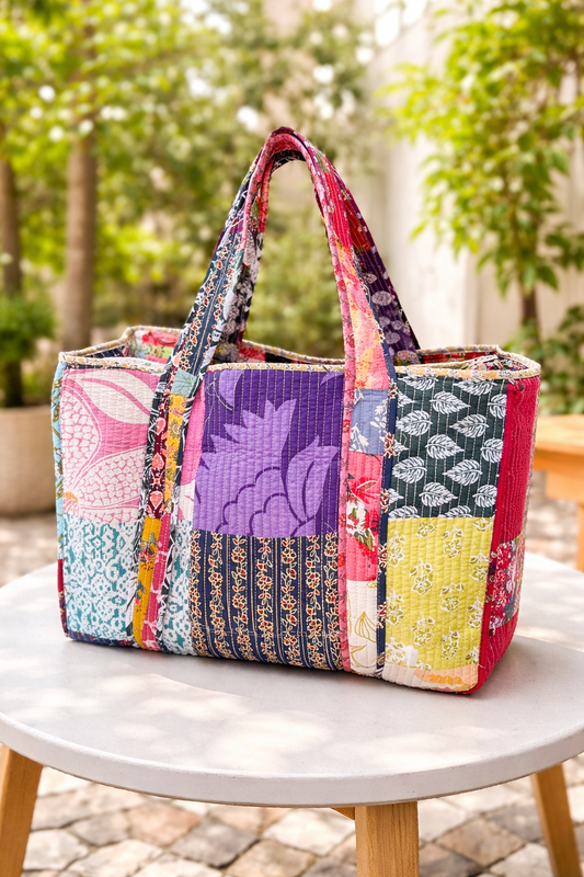 Quilted Reversible Tote Bag