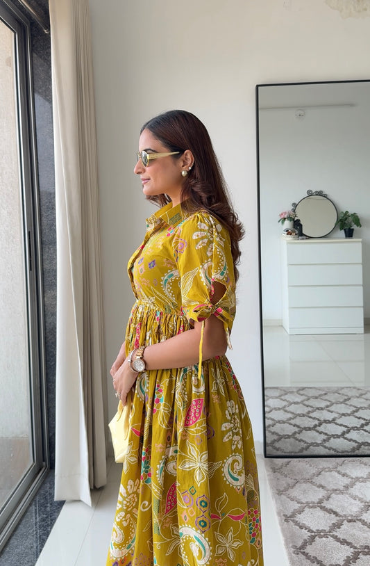 Marigold Mustard floral dress