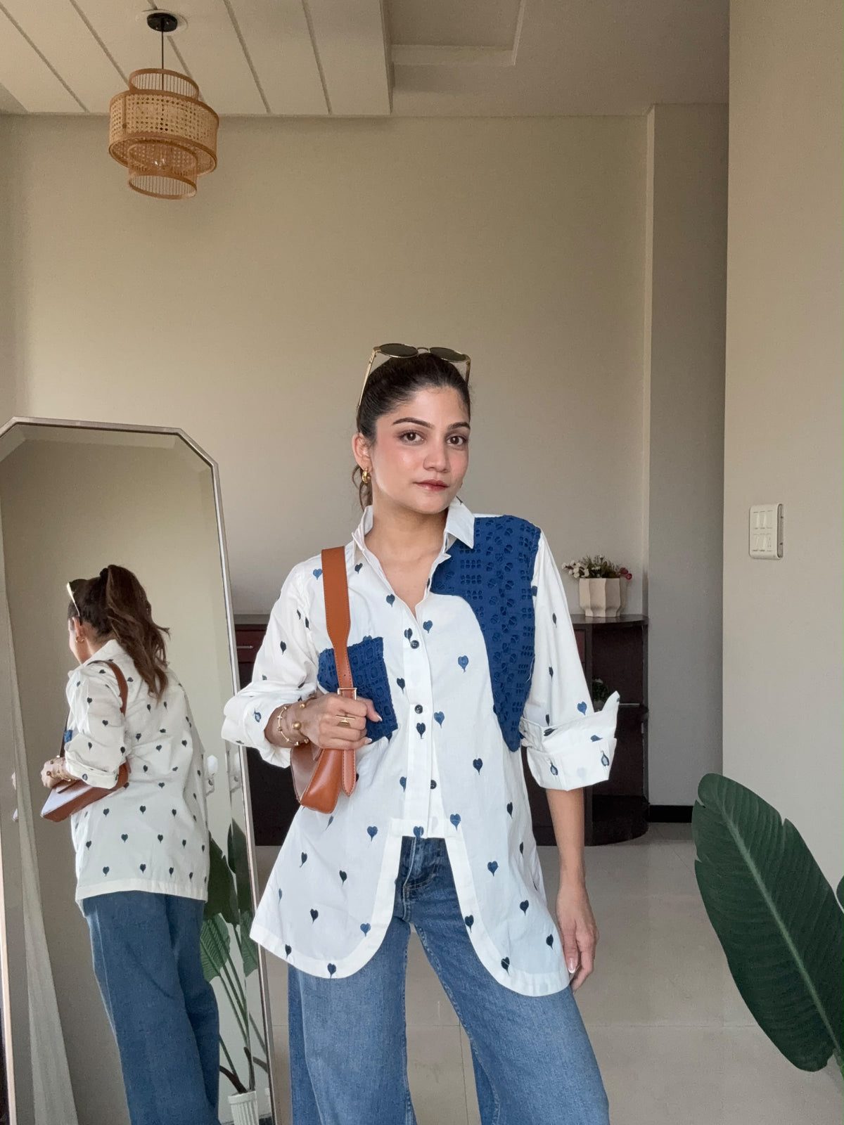 Blue Heart Embroidery Shirt