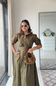 Olivine Olive green shirt dress
