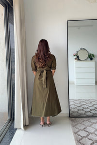 Olivine Olive green shirt dress