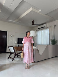 Pink Gingham Floral Dress