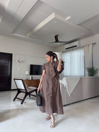 Mocha Ruffle Dress