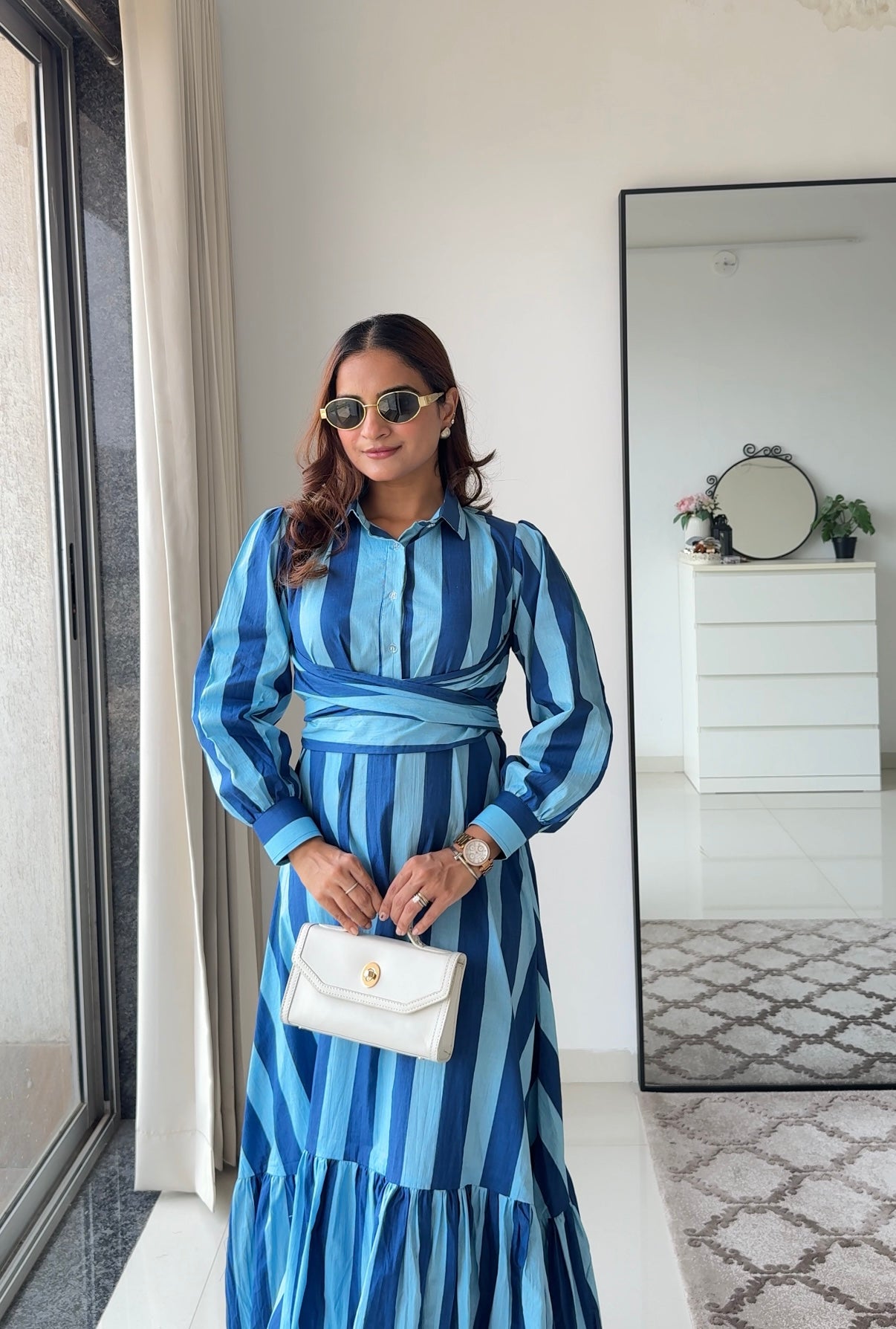 Azure Blue striped dress