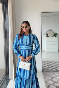 Azure Blue striped dress