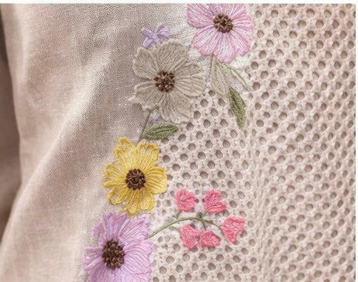 Cotton Floral Brown Coord set with Jute Shrug