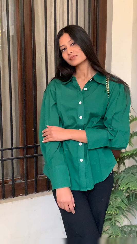 Green Oversized Cotton Shirt
