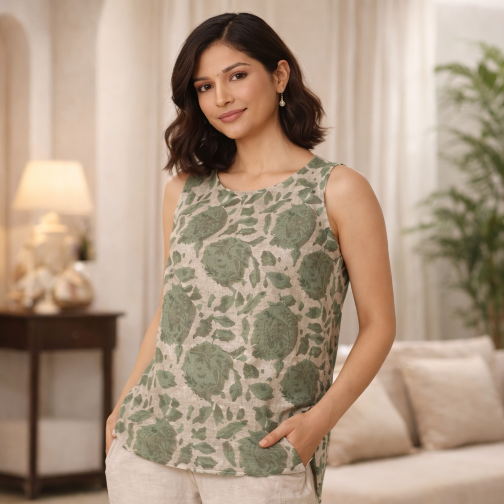 Anika Green Sleeveless Top