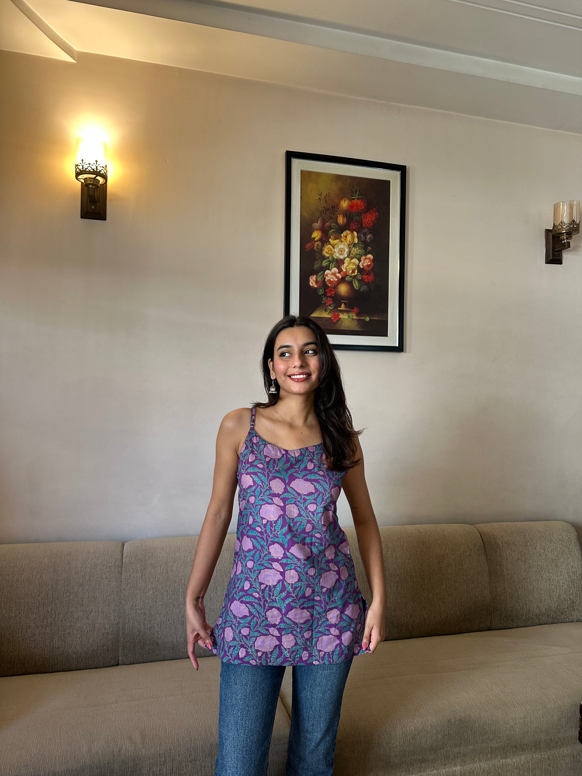 Ashi Purple & Pink Sleeveless Top