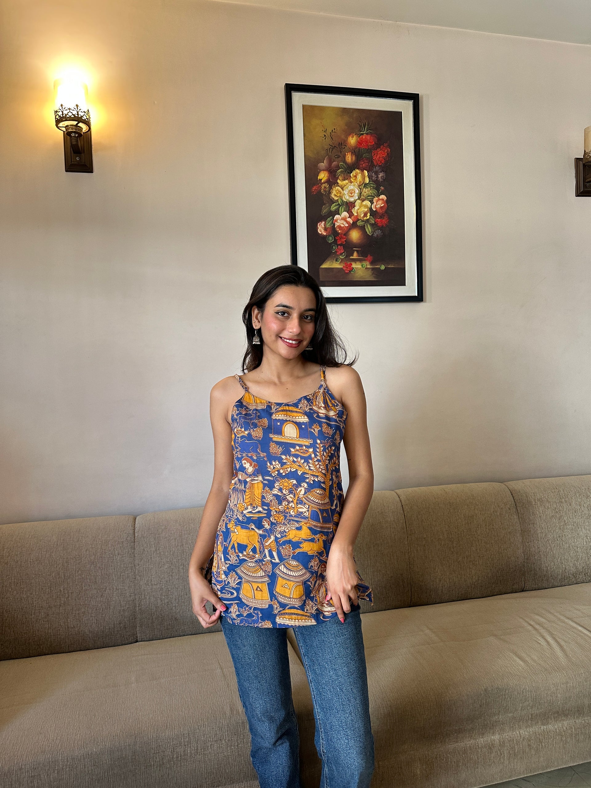Anya Sleeveless Multicolored  Top Pure Cotton