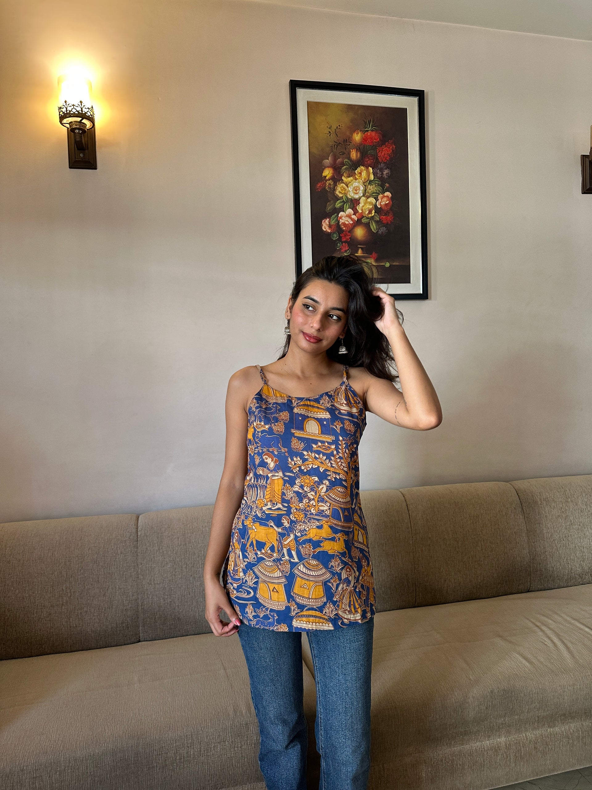 Anya Sleeveless Multicolored  Top Pure Cotton