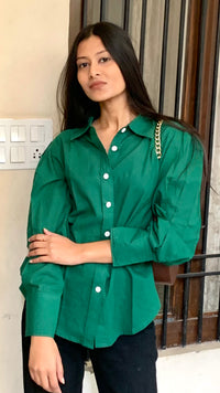 Green Oversized Cotton Shirt