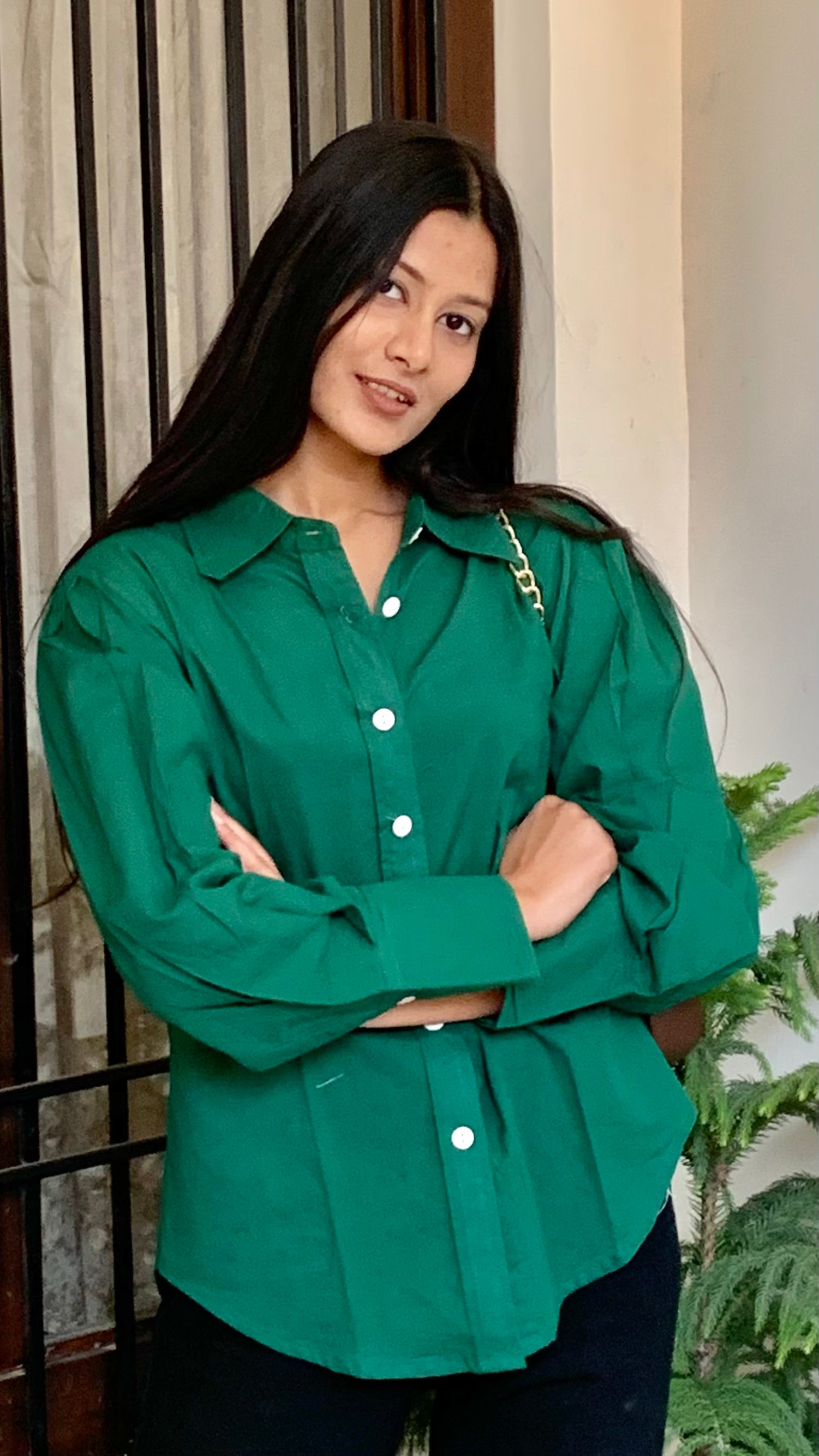Green Oversized Cotton Shirt