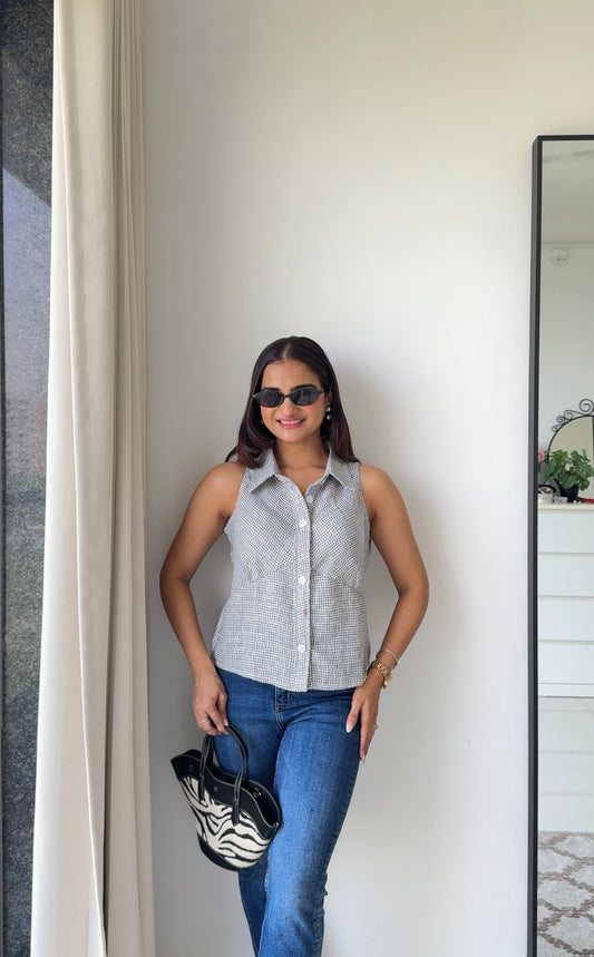 Grey and White Shirt