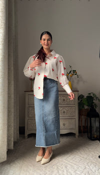Phoolwari Cherry Embroidery Shirt