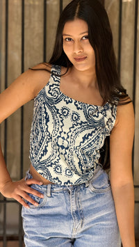 Indigo Charm Sleeveless Top