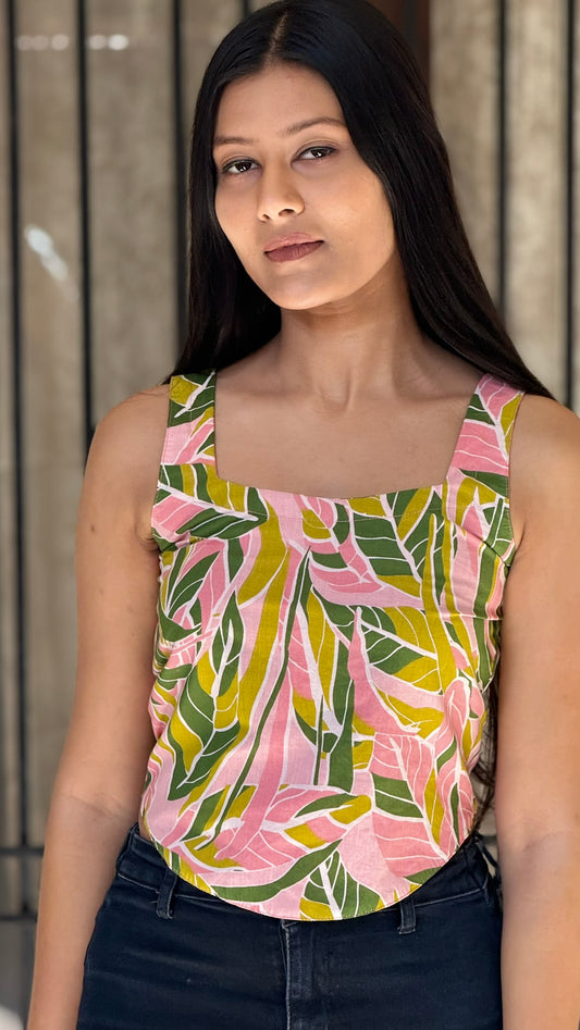 Leafy Leher Sleeveless Top