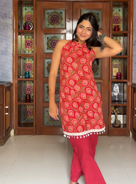 Red floral Coord set