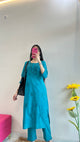 Teal Blue Chikankari Embroidered Kurta Set