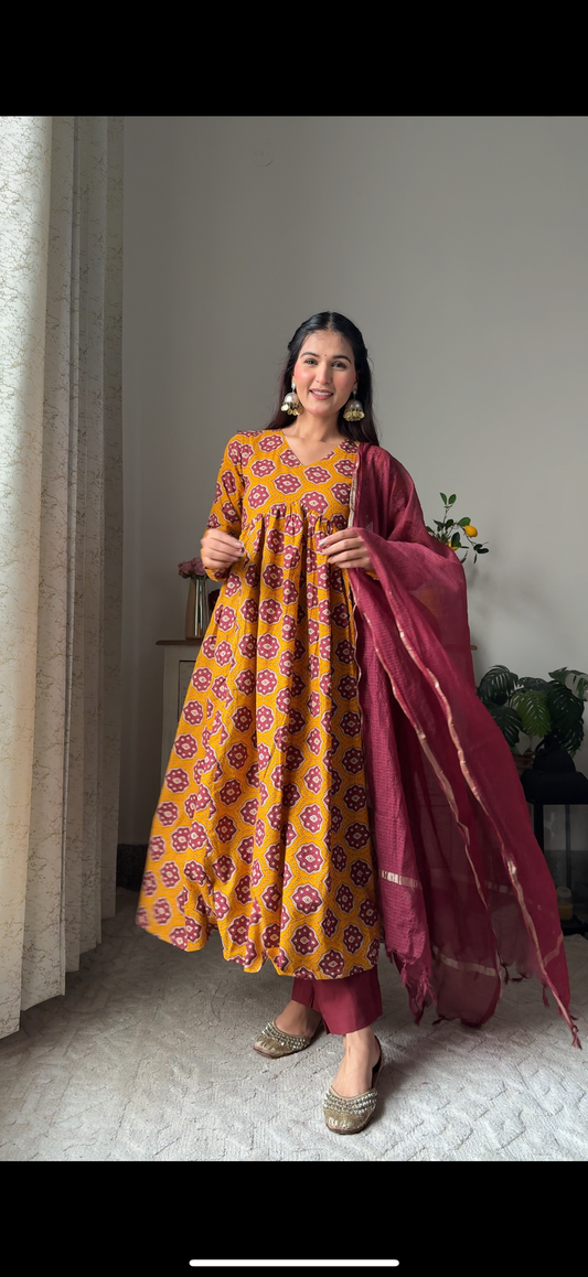 Apsara Pure Cotton Anarkali Suit Set