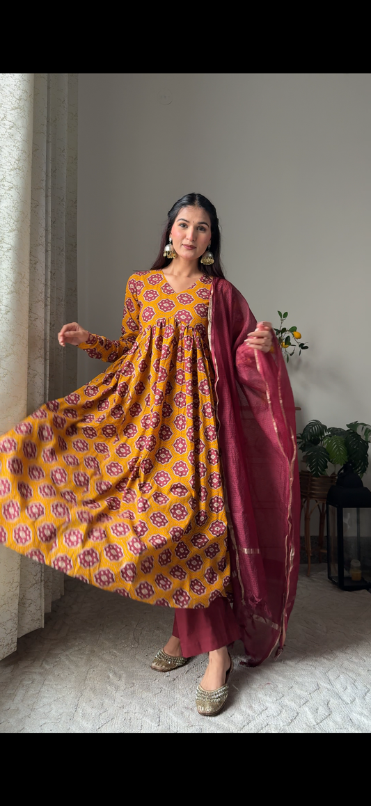 Apsara Pure Cotton Anarkali Suit Set