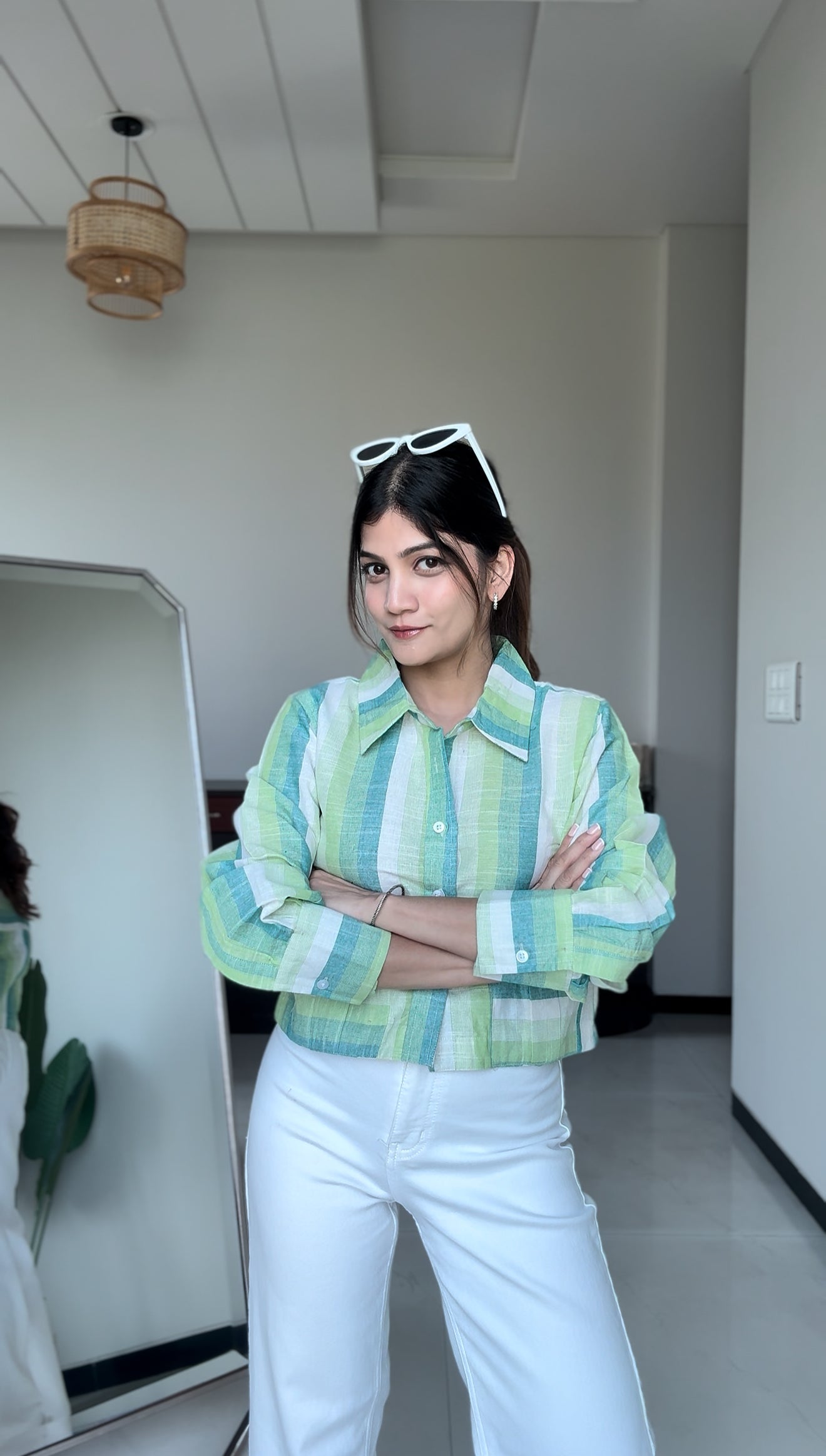 Limewave Stripes Shirt crop shirt