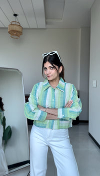 Limewave Stripes Shirt crop shirt