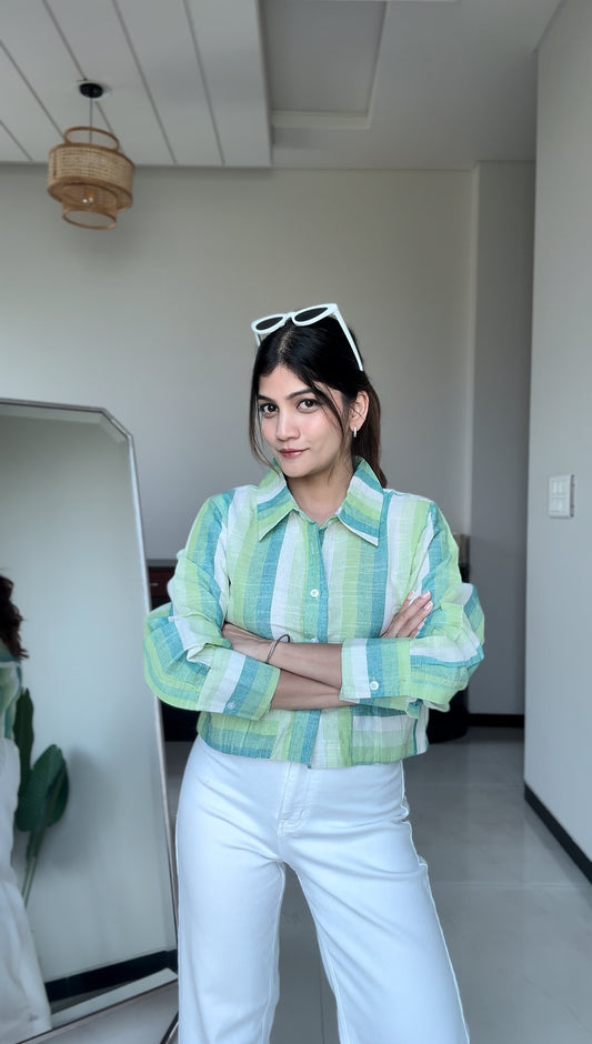 Limewave Stripes Shirt crop shirt