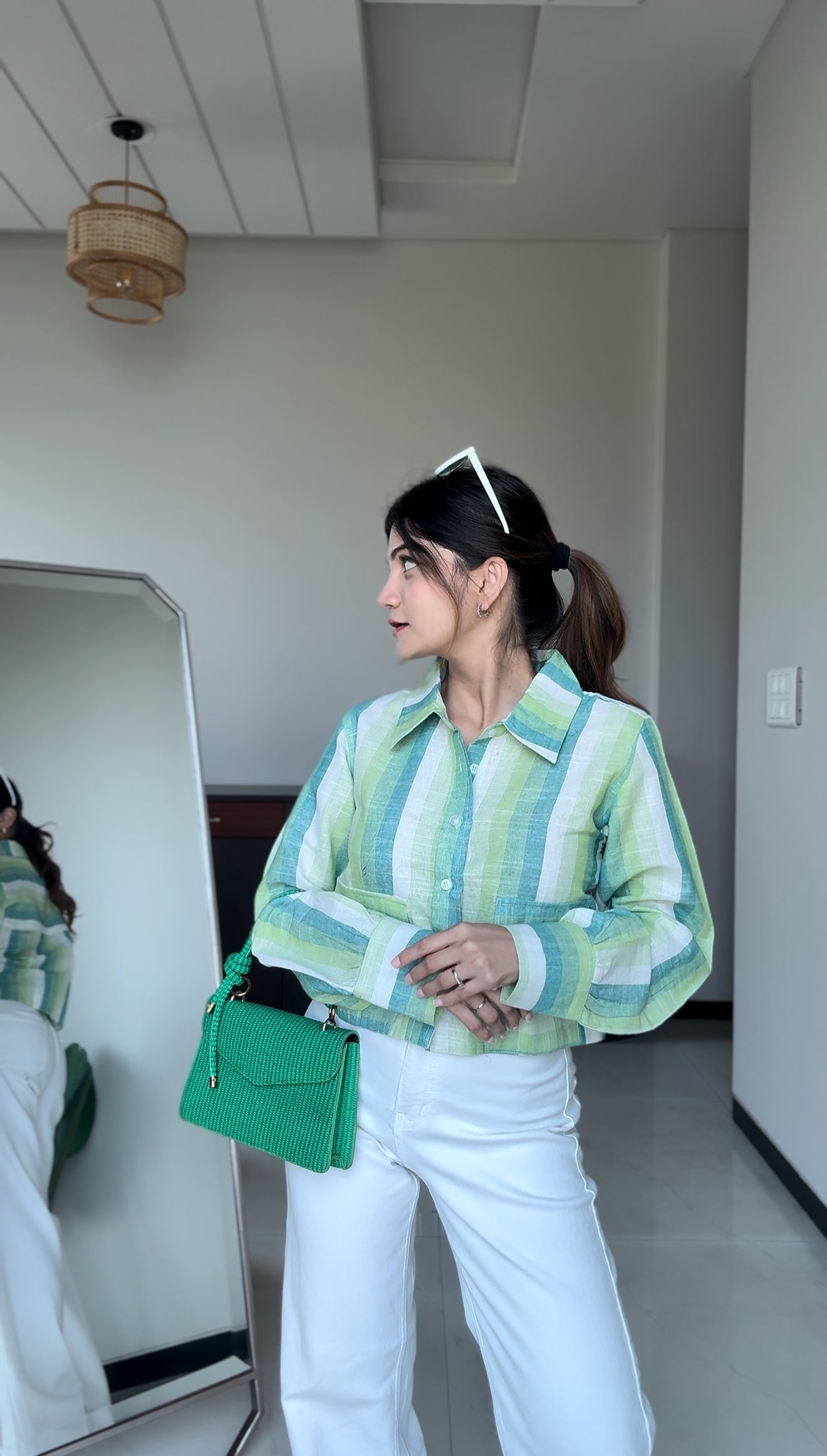 Limewave Stripes Shirt crop shirt