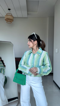 Limewave Stripes Shirt crop shirt