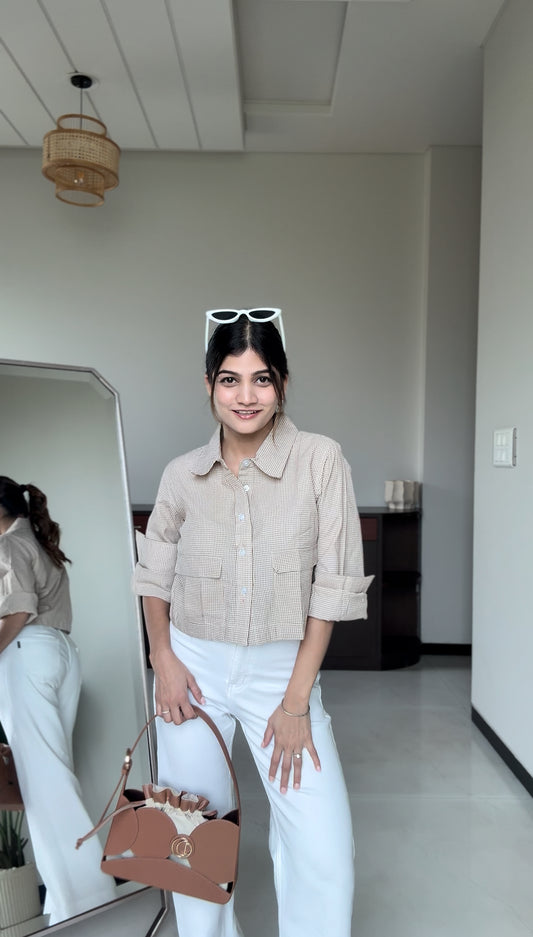 Earthy Checks Crop Shirt